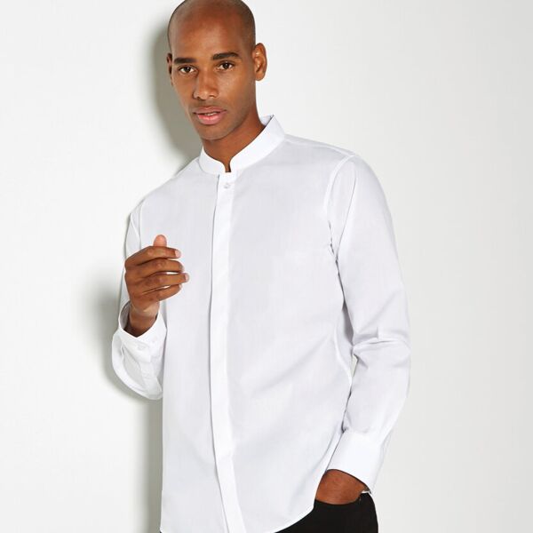Mandarin collar shirt long-sleeved (tailored fit) Thumbnail